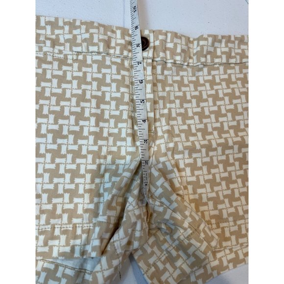 Ann Taylor Loft Womens Geometric Chino Shorts Stretch Mid Rise White Brown SZ 2 - Picture 5 of 8